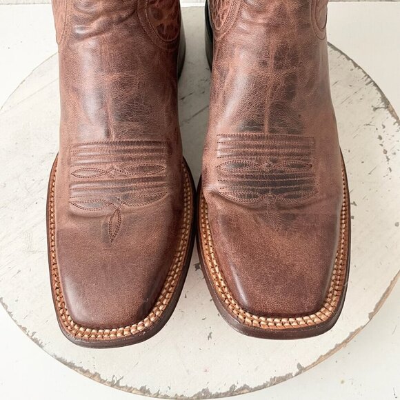 Rod Patrick Mens Cowboy Boots 8.5A Perro Loco Brown Leather Western Square Toe - Picture 6 of 12